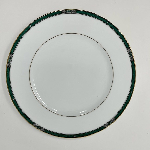 Noritake Emerald Crest 4130 Dinner Plate 10.5” Green Gold White NWT - Picture 15 of 16